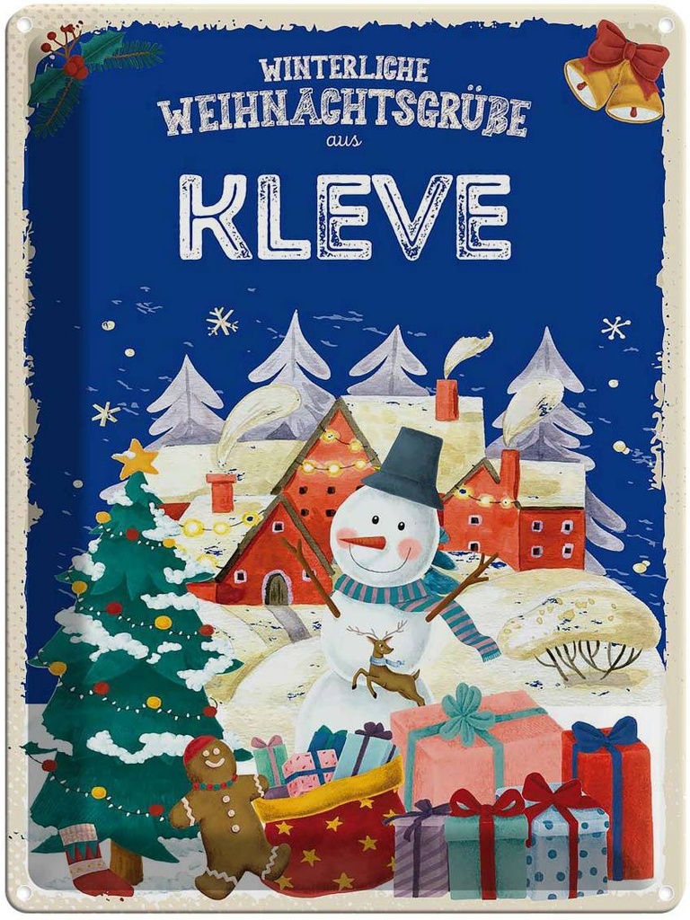 [LA-1787482] Blechschild 40x30 cm Weihnachtsgrüße aus KLEVE Abenteuer Reisen Urlaub Weihnachten