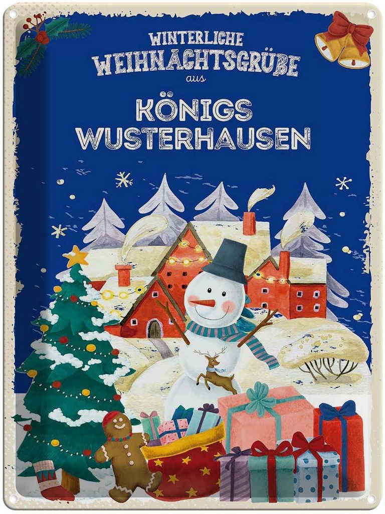 [LA-1787487] Blechschild 40x30 cm Weihnachtsgrüße KÖNIGS WUSTERHAUSEN Abenteuer Reisen Urlaub Weihnachten
