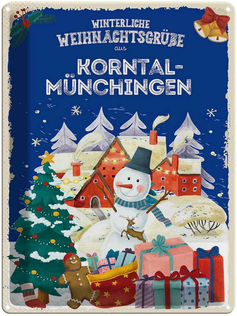 [LA-1787493] Blechschild 40x30 cm Weihnachtsgrüße KORNTAL-MÜNCHINGEN Abenteuer Reisen Urlaub Weihnachten