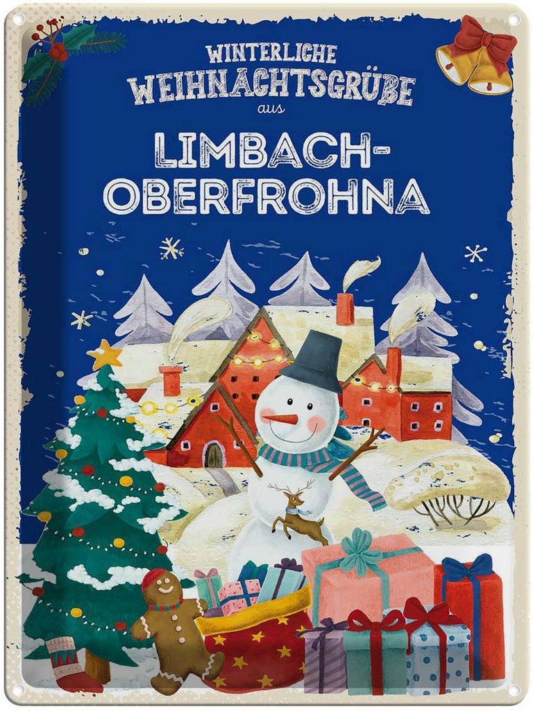 [LA-1787534] Blechschild 40x30 cm Weihnachtsgrüße LIMBACH-OBERFROHNA Abenteuer Reisen Urlaub Weihnachten