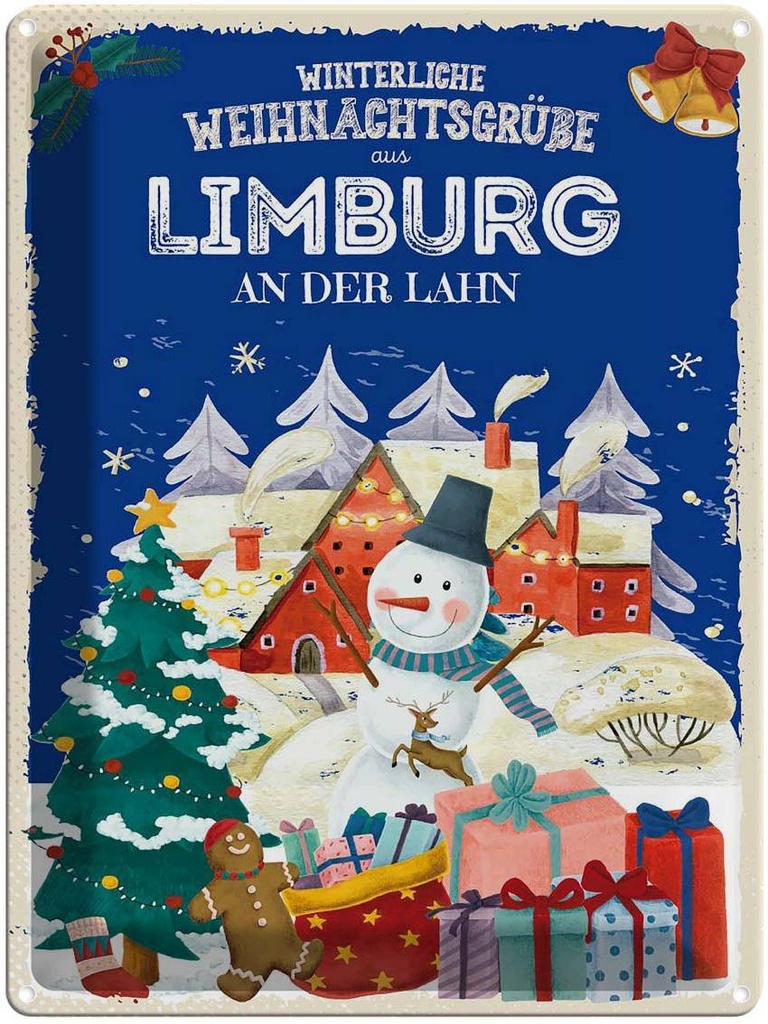 [LA-1787535] Blechschild 40x30 cm Weihnachtsgrüße LIMBURG AN DER LAHN Abenteuer Reisen Urlaub Weihnachten