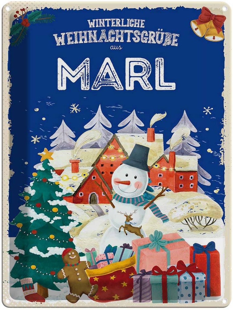 [LA-1787559] Blechschild 40x30 cm Weihnachtsgrüße aus MARL Abenteuer Reisen Urlaub Weihnachten