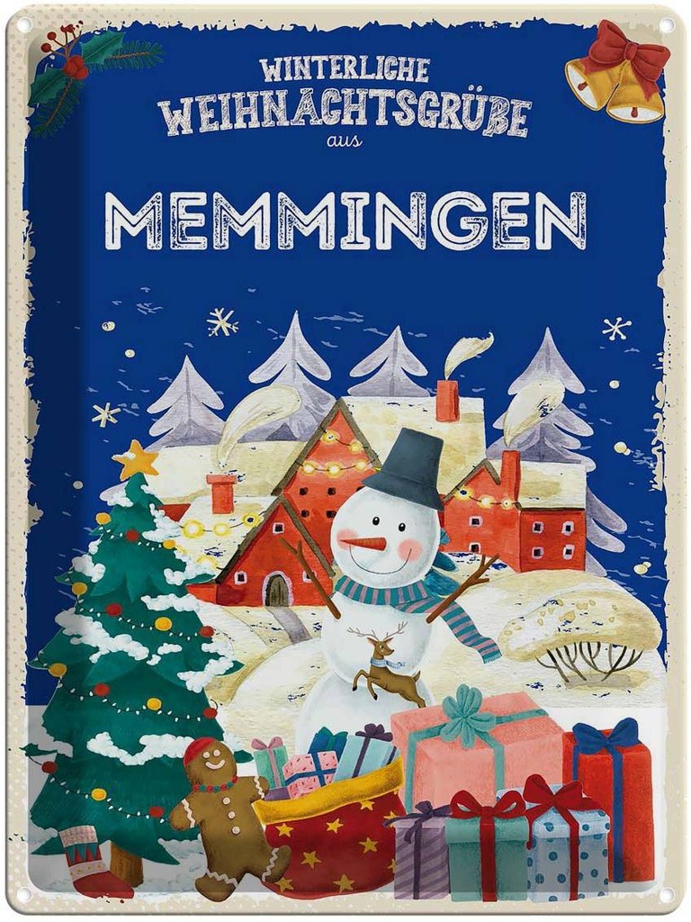 [LA-1787570] Blechschild 40x30 cm Weihnachtsgrüße MEMMINGEN Abenteuer Reisen Urlaub Weihnachten