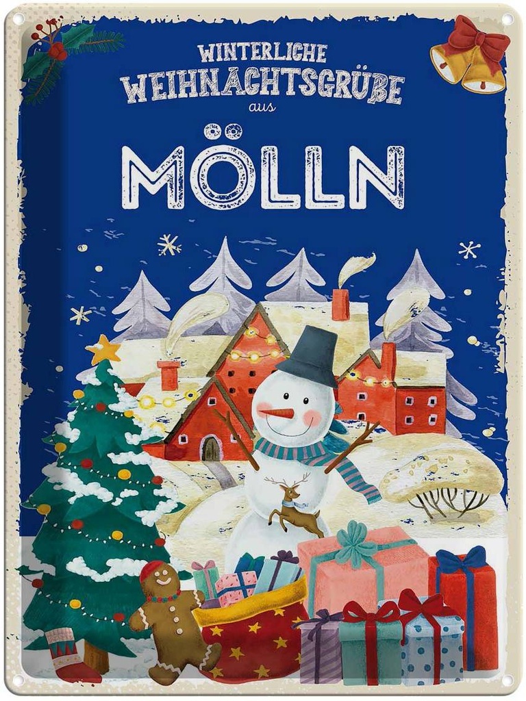 [LA-1787578] Blechschild 40x30 cm Weihnachtsgrüße MÖLLN Abenteuer Reisen Urlaub Weihnachten Fest