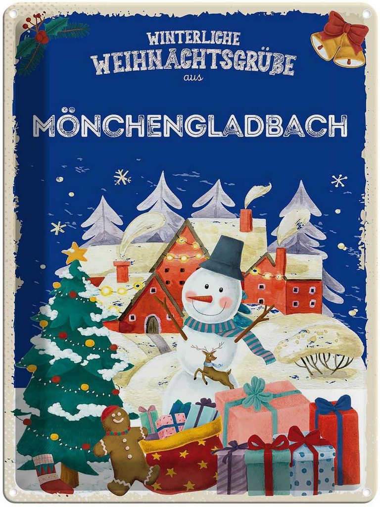 [LA-1787579] Blechschild 40x30 cm Weihnachtsgrüße MÖNCHENGLADBACH Abenteuer Reisen Urlaub Weihnachten