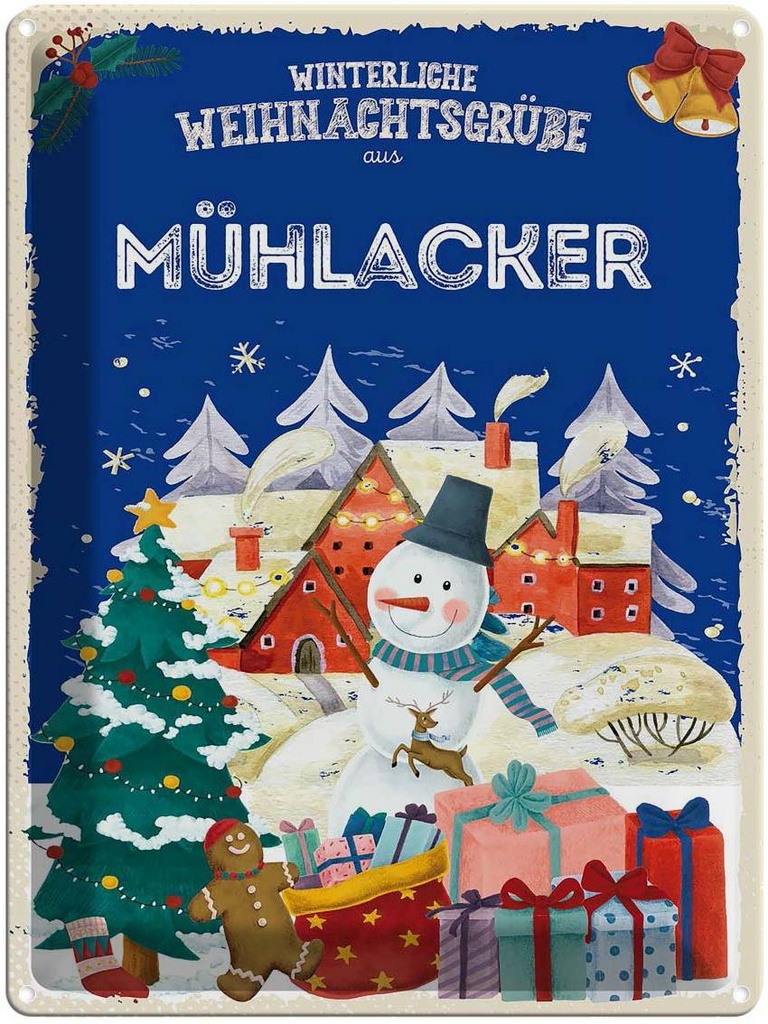 [LA-1787587] Blechschild 40x30 cm Weihnachtsgrüße MÜHLACKER Abenteuer Reisen Urlaub Weihnachten