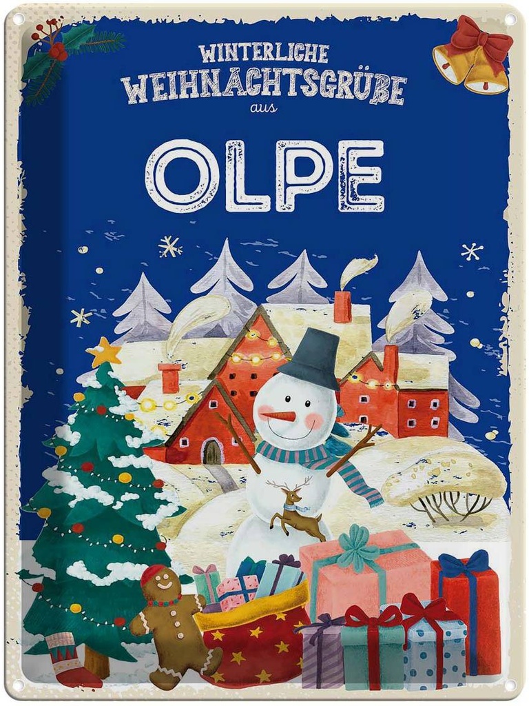 [LA-1787648] Blechschild 40x30 cm Weihnachtsgrüße aus OLPE Abenteuer Reisen Urlaub Weihnachten