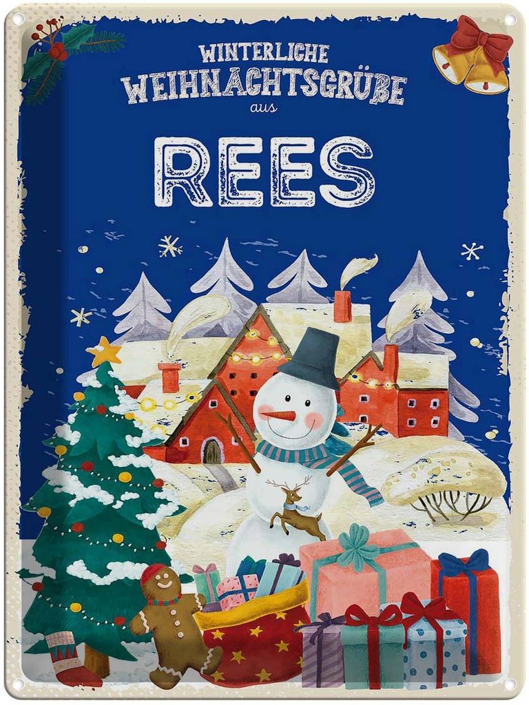 [LA-1787688] Blechschild 40x30 cm Weihnachtsgrüße aus REES Abenteuer Reisen Urlaub Weihnachten