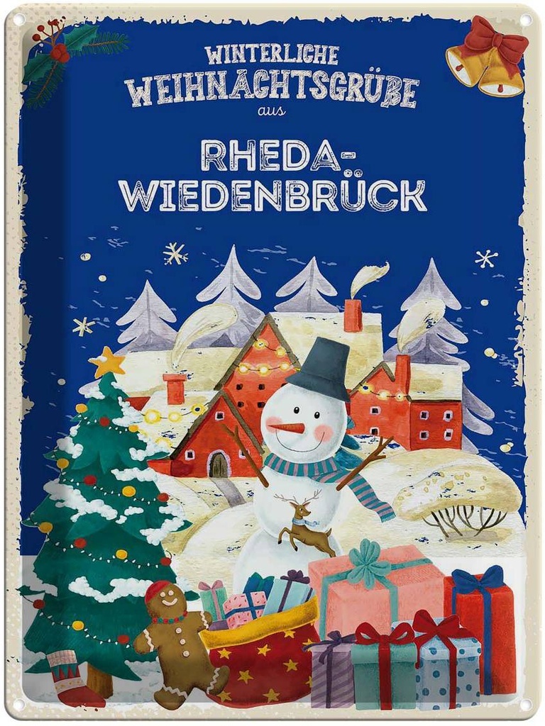 [LA-1787699] Blechschild 40x30 cm Weihnachtsgrüße RHEDA-WIEDENBRÜCK Abenteuer Reisen Urlaub Weihnachten