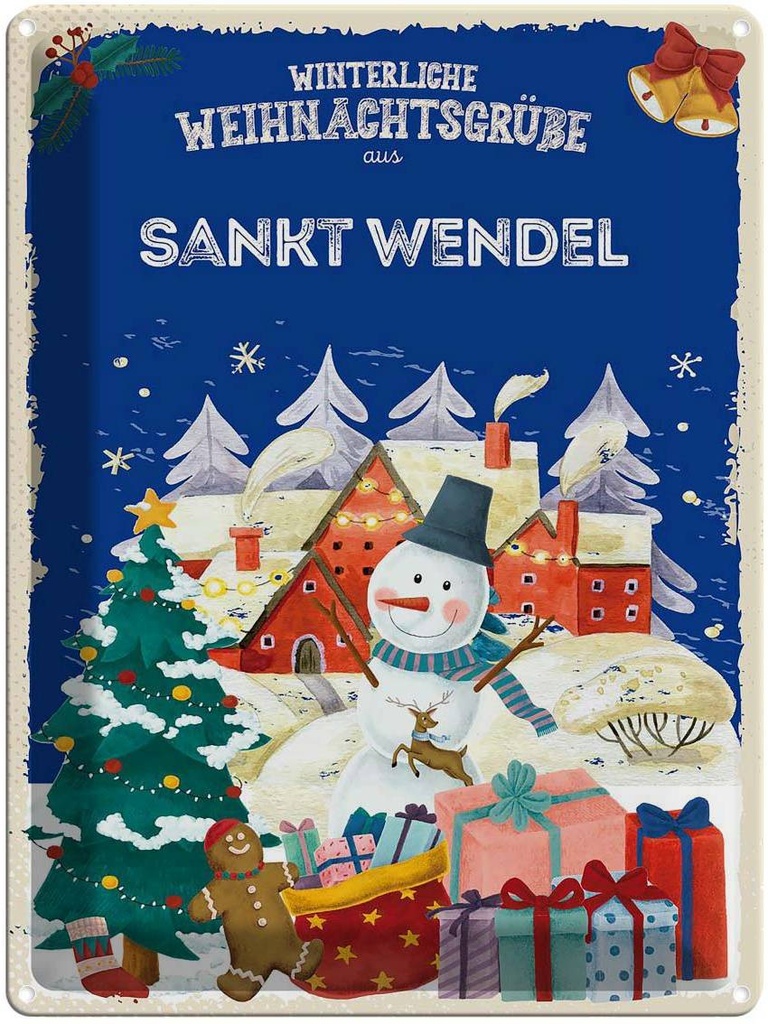 [LA-1787728] Blechschild 40x30 cm Weihnachtsgrüße SANKT WENDEL Abenteuer Reisen Urlaub Weihnachten