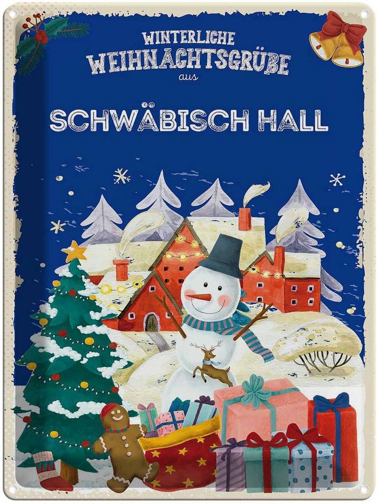 [LA-1787746] Blechschild 40x30 cm Weihnachtsgrüße SCHWÄBISCH HALL Abenteuer Reisen Urlaub Weihnachten