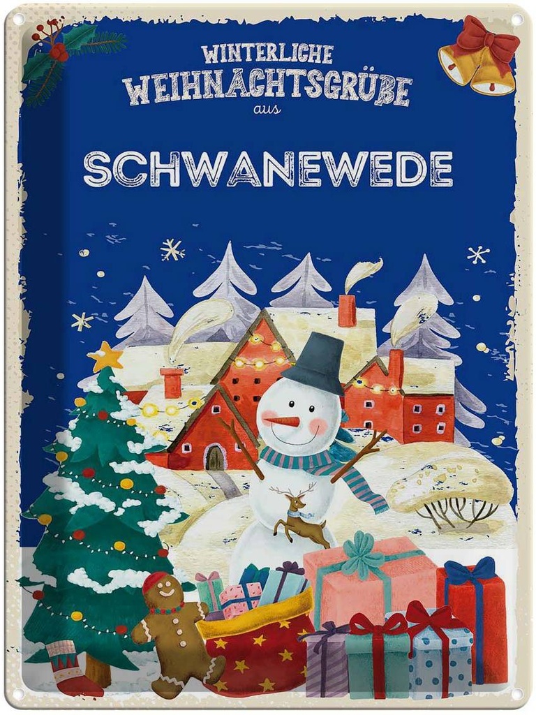 [LA-1787751] Blechschild 40x30 cm Weihnachtsgrüße SCHWANEWEDE Abenteuer Reisen Urlaub Weihnachten
