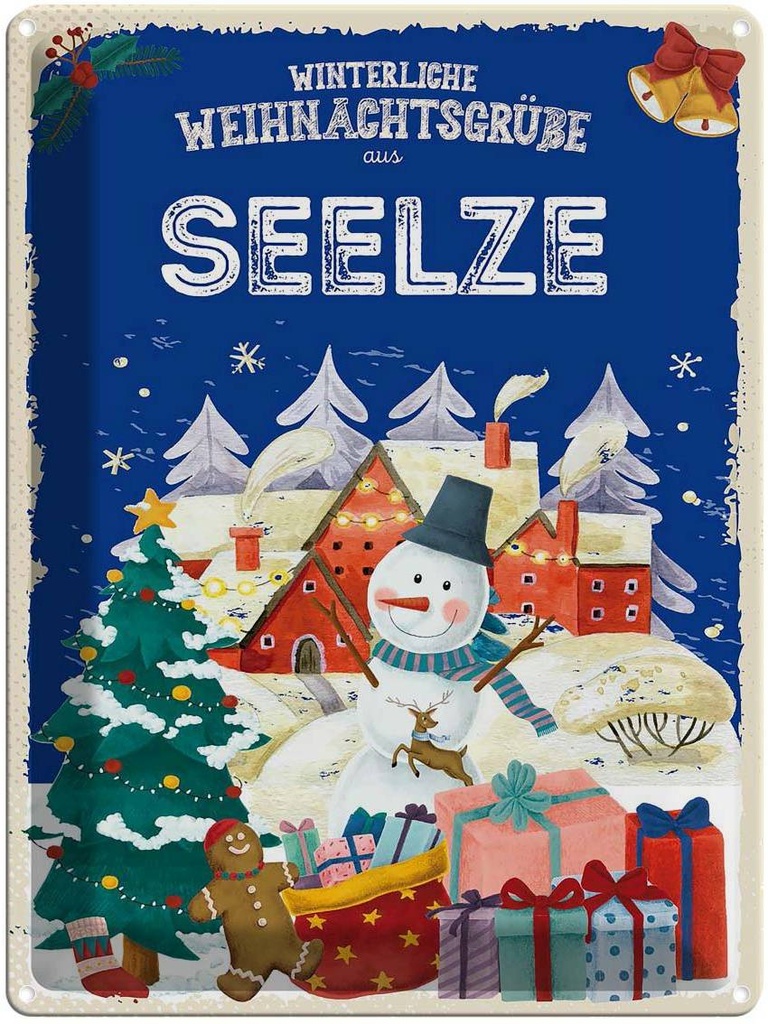 [LA-1787759] Blechschild 40x30 cm Weihnachtsgrüße aus SEELZE Abenteuer Reisen Urlaub Weihnachten
