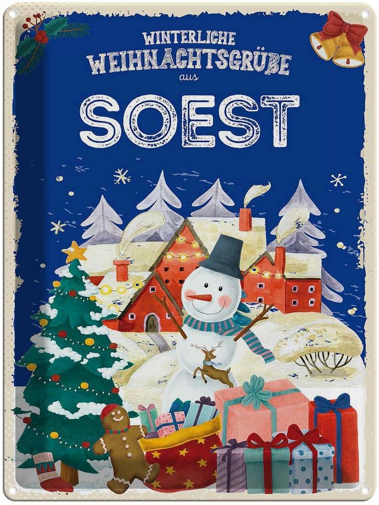 [LA-1787770] Blechschild 40x30 cm Weihnachtsgrüße aus SOEST Abenteuer Reisen Urlaub Weihnachten