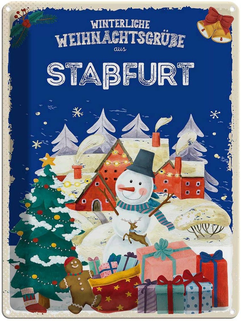[LA-1787784] Blechschild 40x30 cm Weihnachtsgrüße STAßFURT Abenteuer Reisen Urlaub Weihnachten