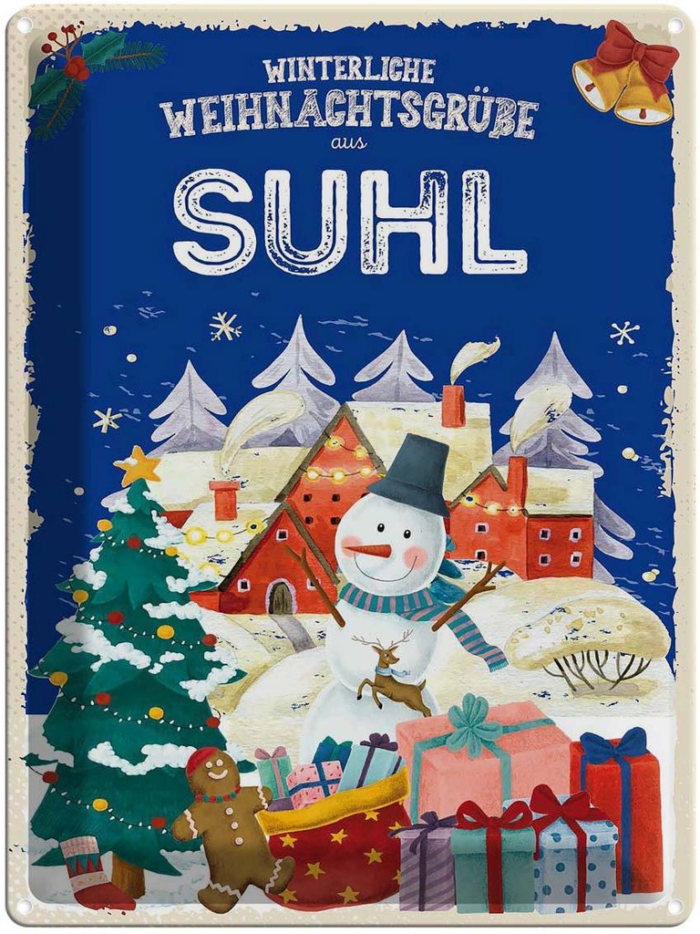 [LA-1787795] Blechschild 40x30 cm Weihnachtsgrüße aus SUHL Abenteuer Reisen Urlaub Weihnachten