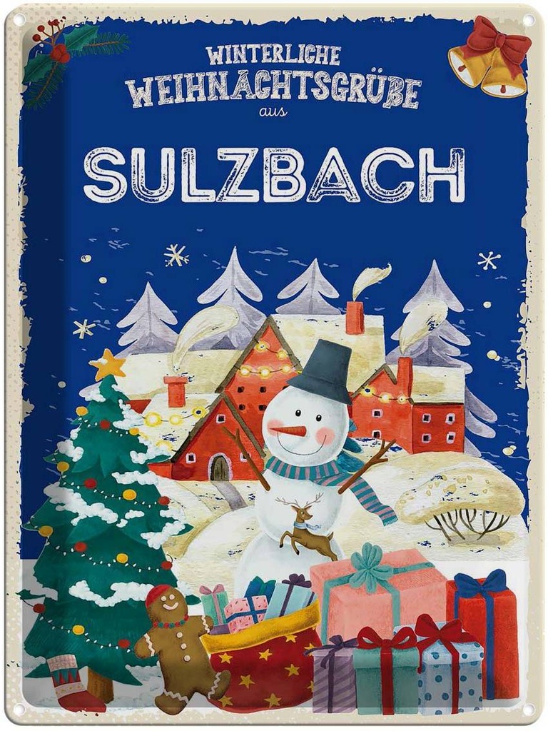 [LA-1787797] Blechschild 40x30 cm Weihnachtsgrüße SULZBACH Abenteuer Reisen Urlaub Weihnachten