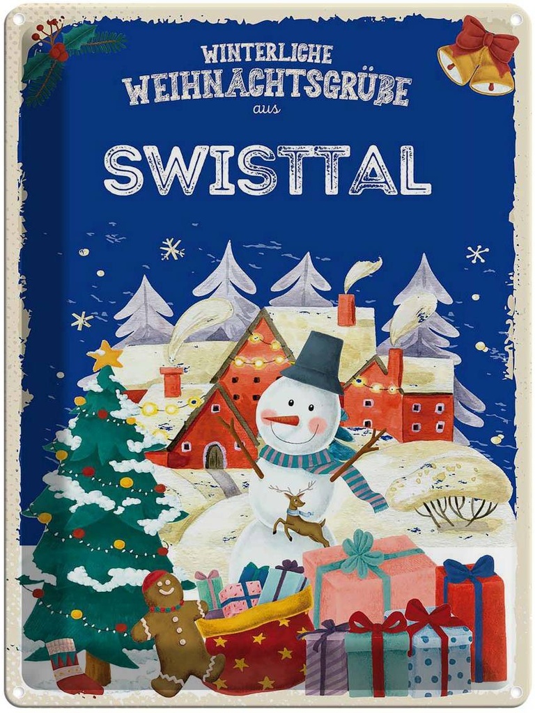 [LA-1787799] Blechschild 40x30 cm Weihnachtsgrüße SWISTTAL Abenteuer Reisen Urlaub Weihnachten