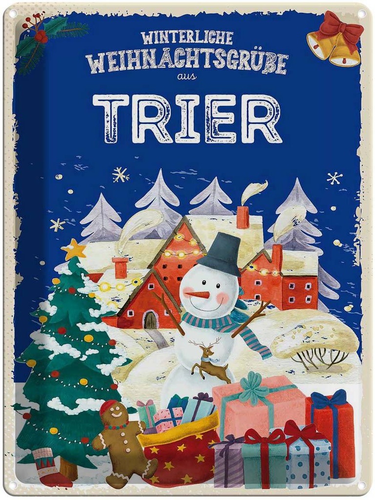 [LA-1787810] Blechschild 40x30 cm Weihnachtsgrüße aus TRIER Abenteuer Reisen Urlaub Weihnachten