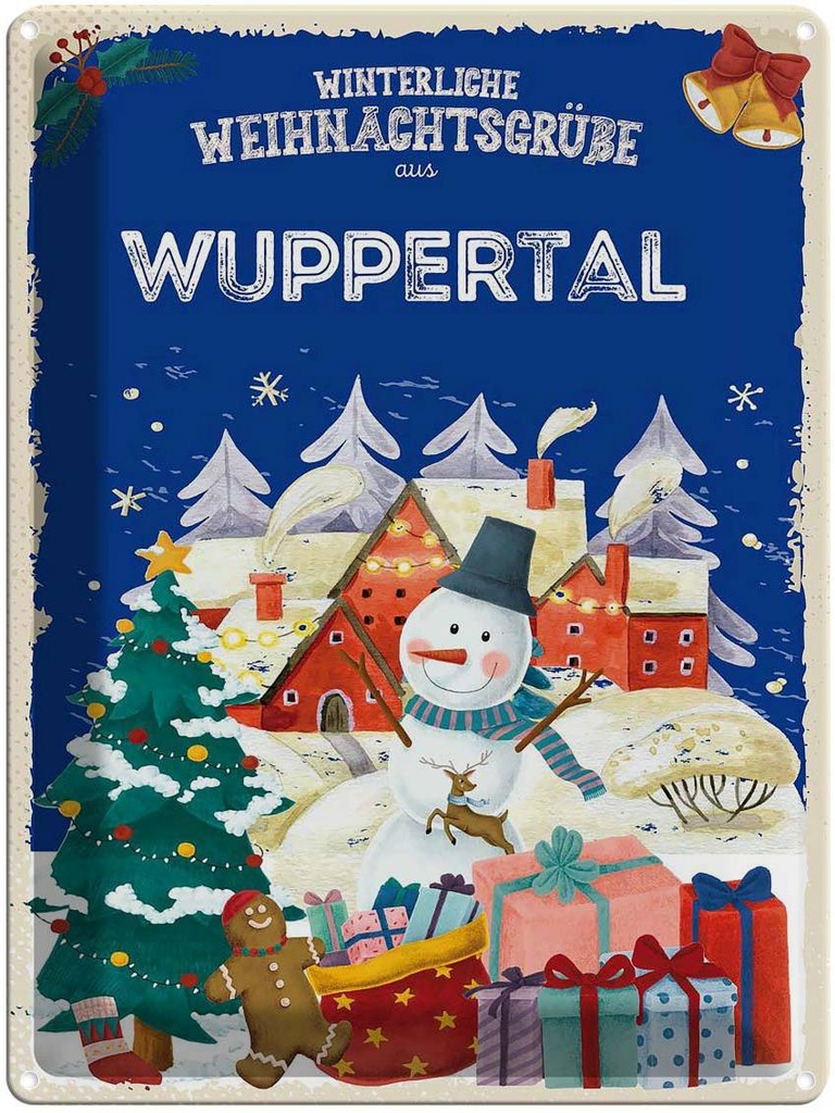 [LA-1787814] Blechschild 40x30 cm Weihnachtsgrüße WUPPERTAL Abenteuer Reisen Urlaub Weihnachten