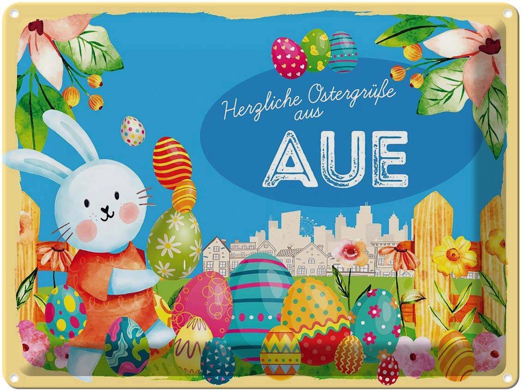 [LA-1787842] Blechschild 30x40 cm Ostern Ostergrüße AUE Gruß