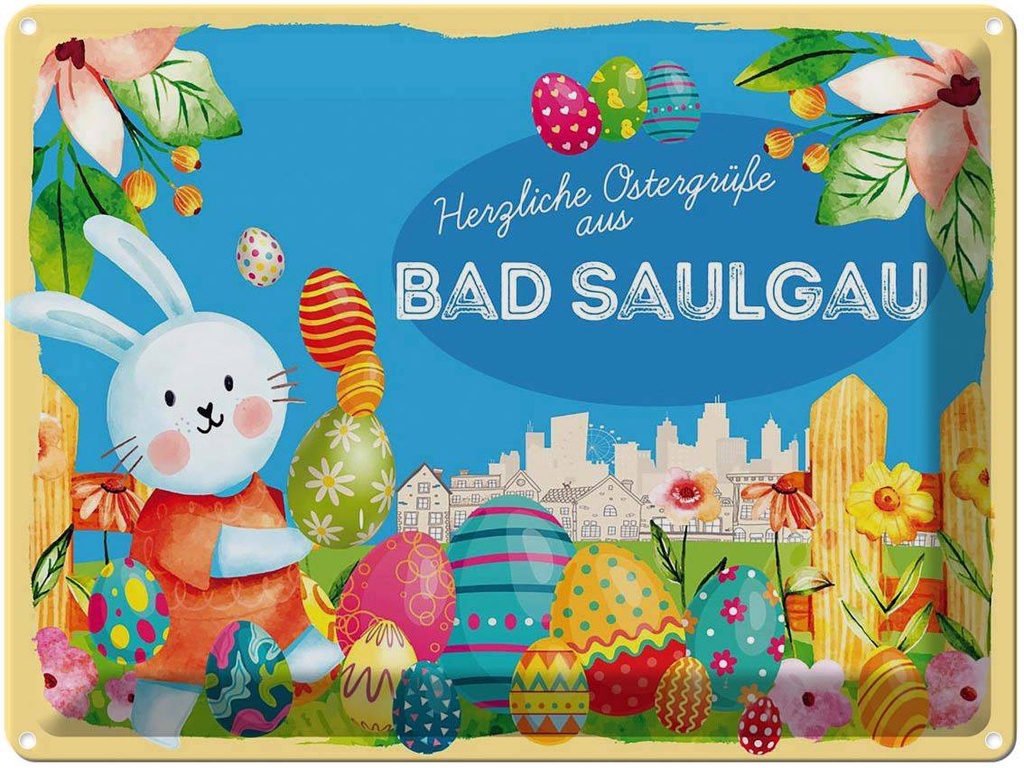 [LA-1787867] Blechschild 30x40 cm Ostern Ostergrüße BAD SAULGAU Gruß