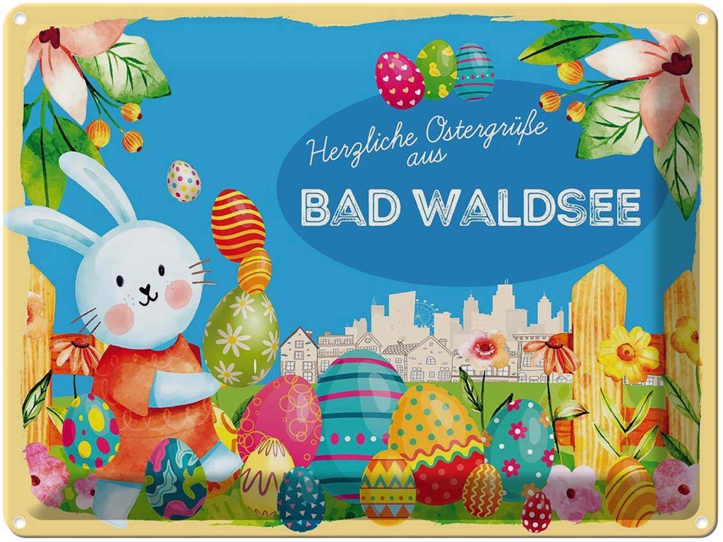 [LA-1787871] Blechschild 30x40 cm Ostern Ostergrüße BAD WALDSEE Gruß