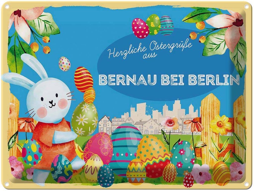 [LA-1787896] Blechschild 30x40 cm Ostern Ostergrüße BERNAU bei BERLIN Gruß