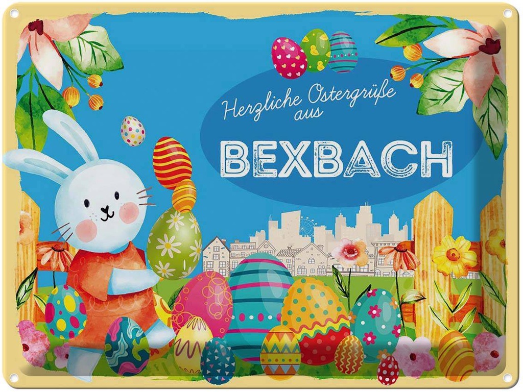 [LA-1787898] Blechschild 30x40 cm Ostern Ostergrüße BEXBACH Gruß