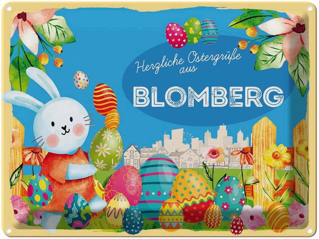 [LA-1787905] Blechschild 30x40 cm Ostern Ostergrüße BLOMBERG Gruß