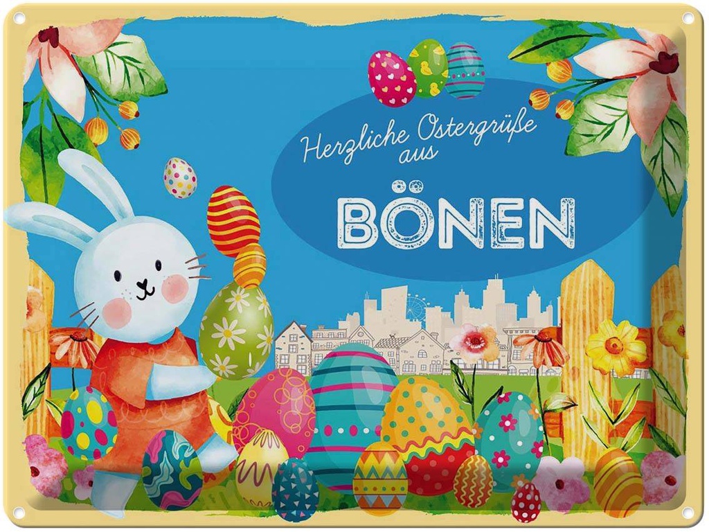 [LA-1787909] Blechschild 30x40 cm Ostern Ostergrüße BÖNEN Gruß