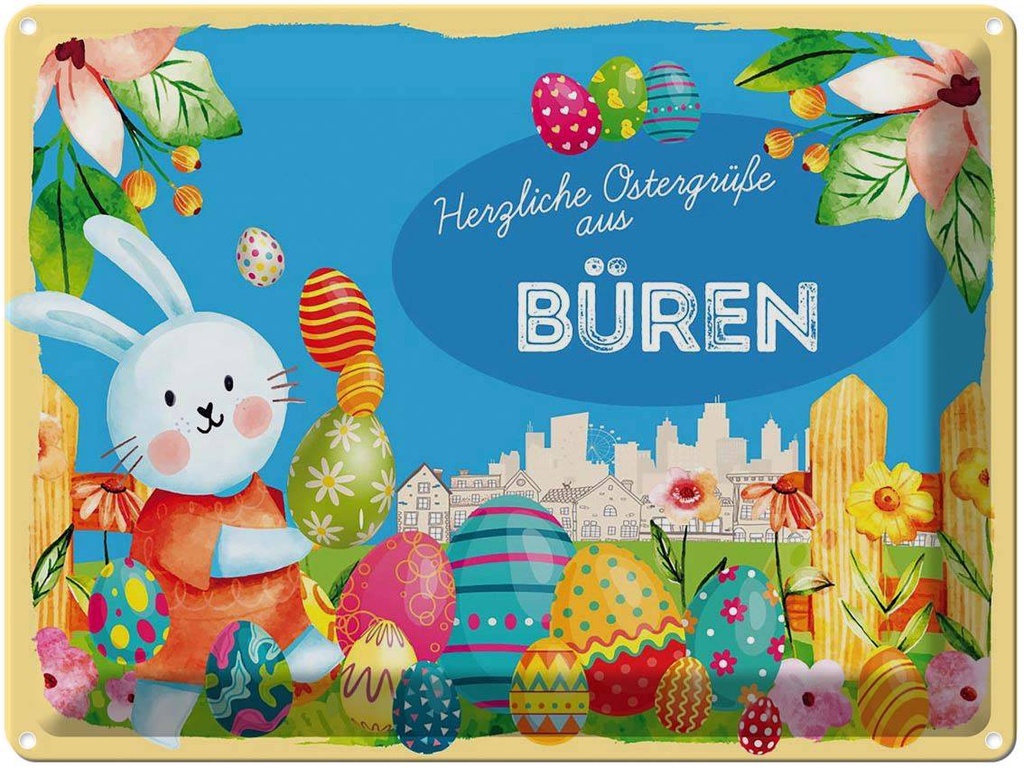 [LA-1787933] Blechschild 30x40 cm Ostern Ostergrüße BÜREN Gruß Fest