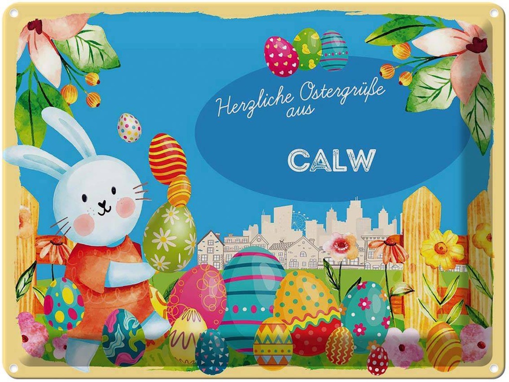 [LA-1787941] Blechschild 30x40 cm Ostern Ostergrüße CALW Gruß Fest