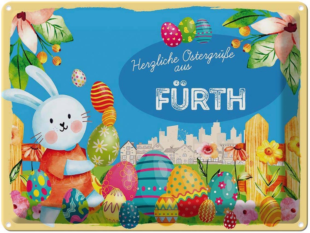 [LA-1788049] Blechschild 30x40 cm Ostern Ostergrüße FÜRTH Gruß