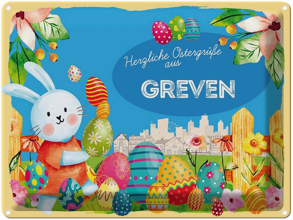 [LA-1788078] Blechschild 30x40 cm Ostern Ostergrüße GREVEN Gruß