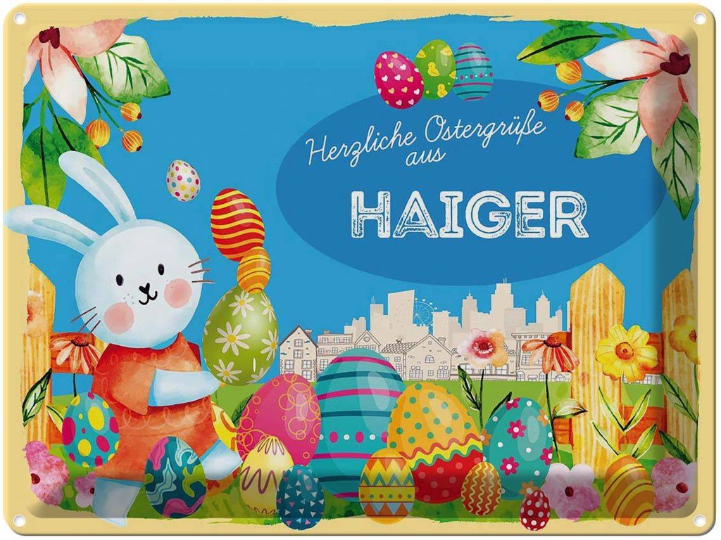 [LA-1788095] Blechschild 30x40 cm Ostern Ostergrüße HAIGER Gruß
