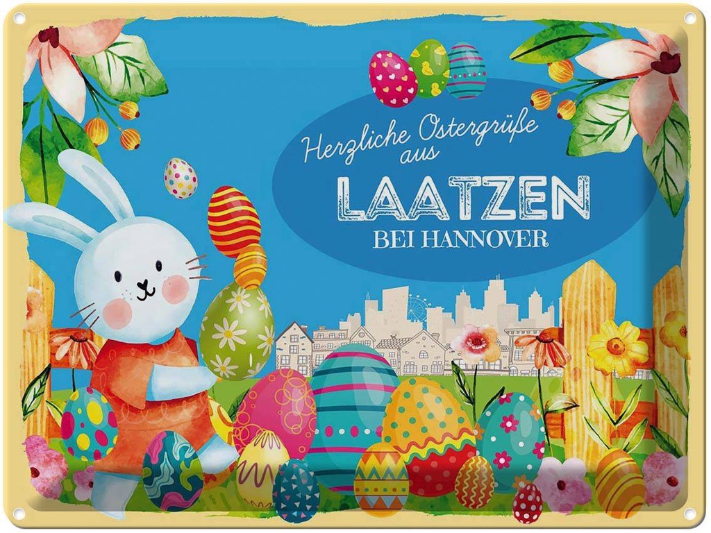 [LA-1788206] Blechschild 30x40 cm Ostern Ostergrüße LAATZEN BEI HANNOVER Gruß