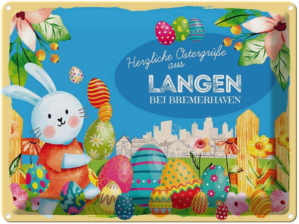 [LA-1788215] Blechschild 30x40 cm Ostern Ostergrüße LANGEN BEI BREMERHAVEN Gruß