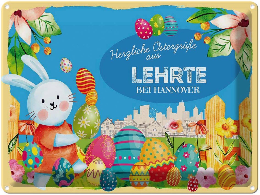 [LA-1788223] Blechschild 30x40 cm Ostern Ostergrüße LEHRTE BEI HANNOVER Gruß