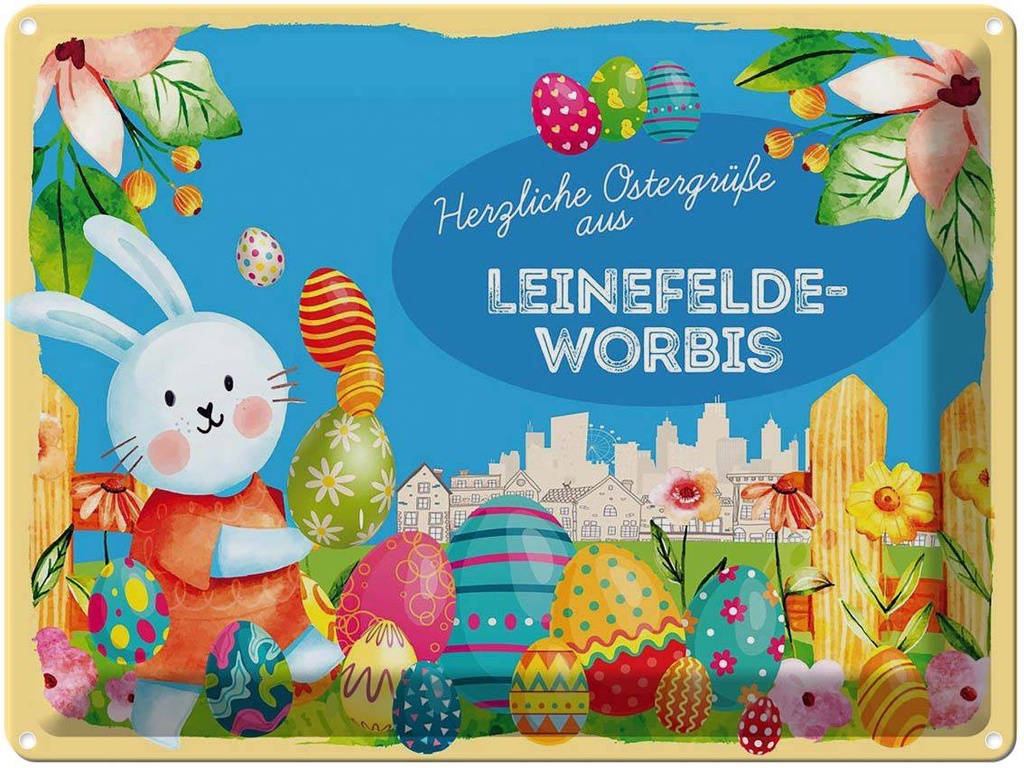 [LA-1788226] Blechschild 30x40 cm Ostern Ostergrüße LEINEFELDE-WORBIS Gruß