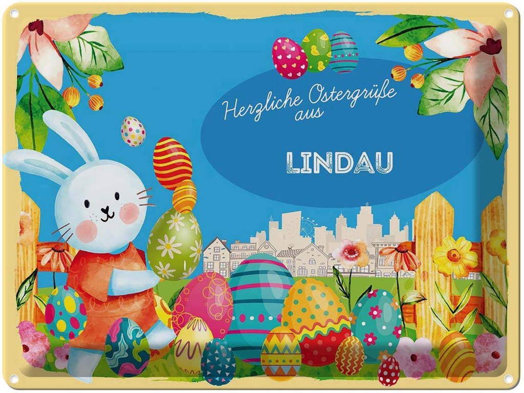 [LA-1788239] Blechschild 30x40 cm Ostern Ostergrüße LINDAU Gruß