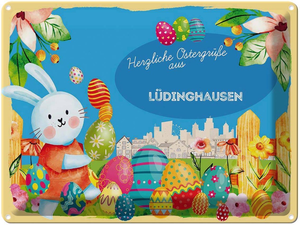[LA-1788254] Blechschild 30x40 cm Ostern Ostergrüße LÜDINGHAUSEN Gruß