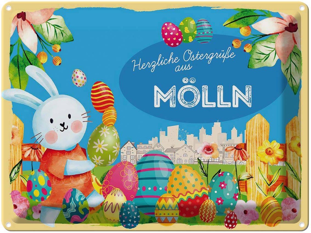 [LA-1788281] Blechschild 30x40 cm Ostern Ostergrüße MÖLLN Gruß Fest