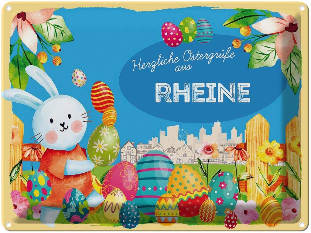[LA-1788406] Blechschild 30x40 cm Ostern Ostergrüße RHEINE Gruß