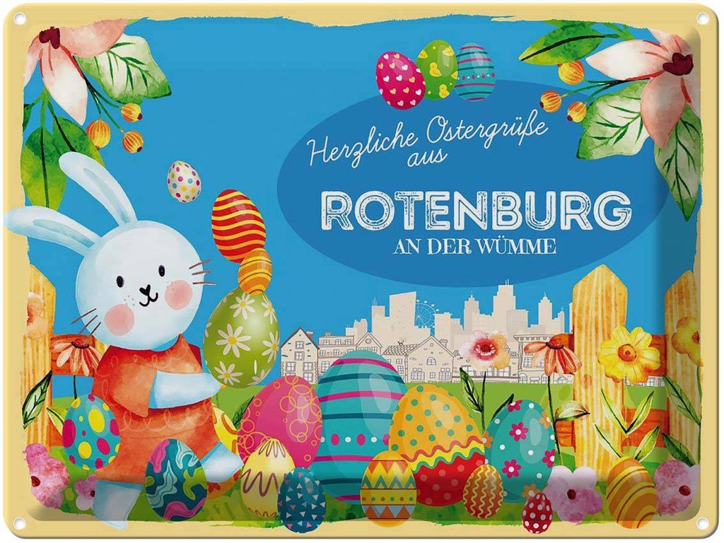 [LA-1788415] Blechschild 30x40 cm Ostern Ostergrüße Gruß ROTENBURG AN DER WÜMME Abenteuer Reisen Urlaub