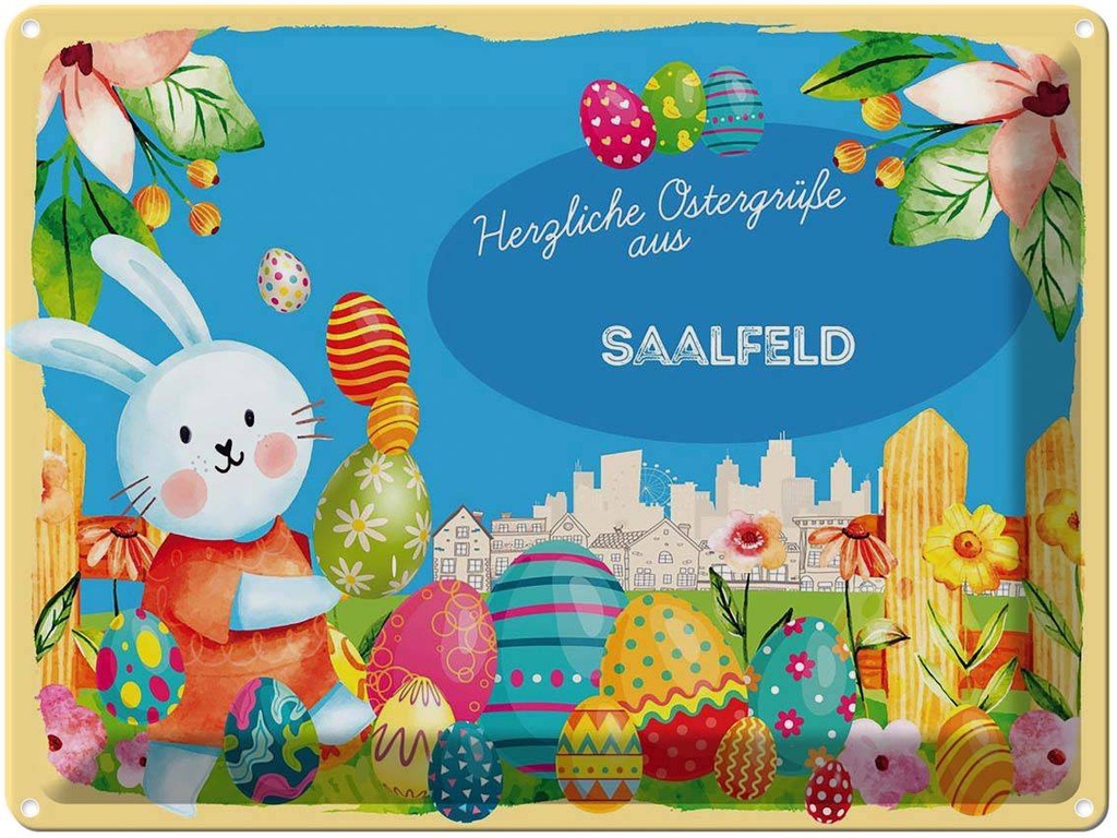 [LA-1788421] Blechschild 30x40 cm Ostern Ostergrüße SAALFELD Gruß