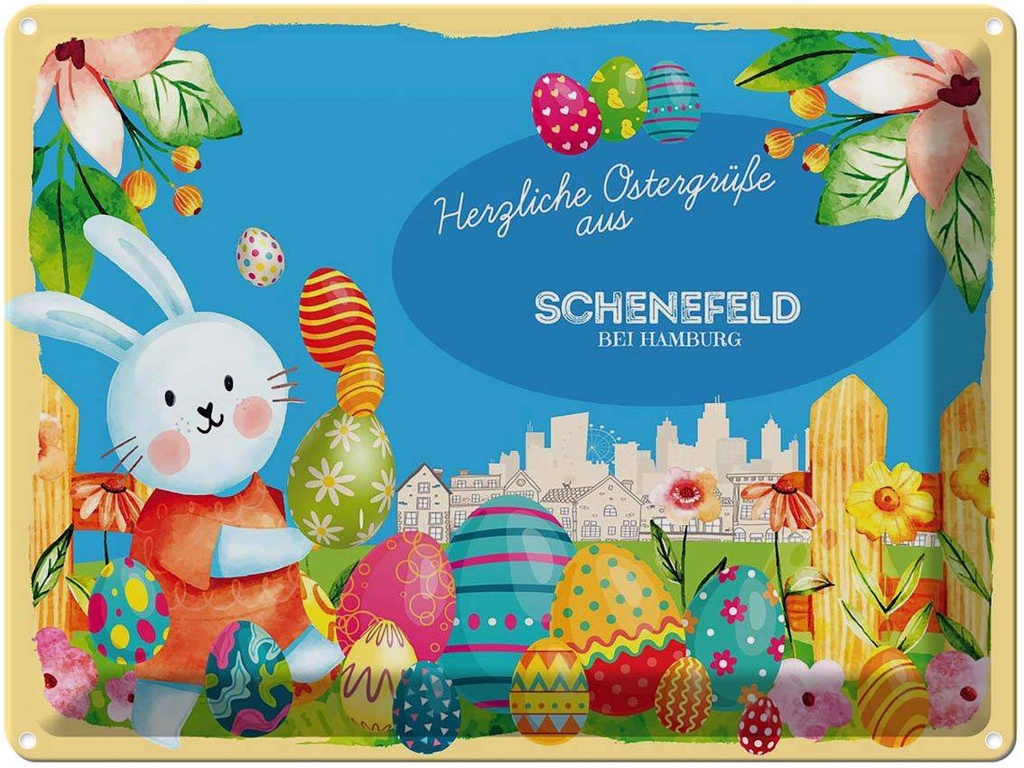 [LA-1788433] Blechschild 30x40 cm Ostern Ostergrüße SCHENEFELD BEI HAMBURG Gruß