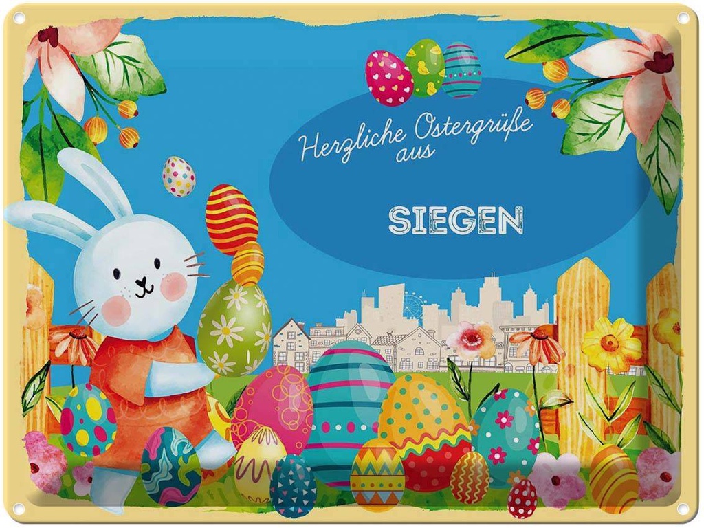 [LA-1788467] Blechschild 30x40 cm Ostern Ostergrüße SIEGEN Gruß