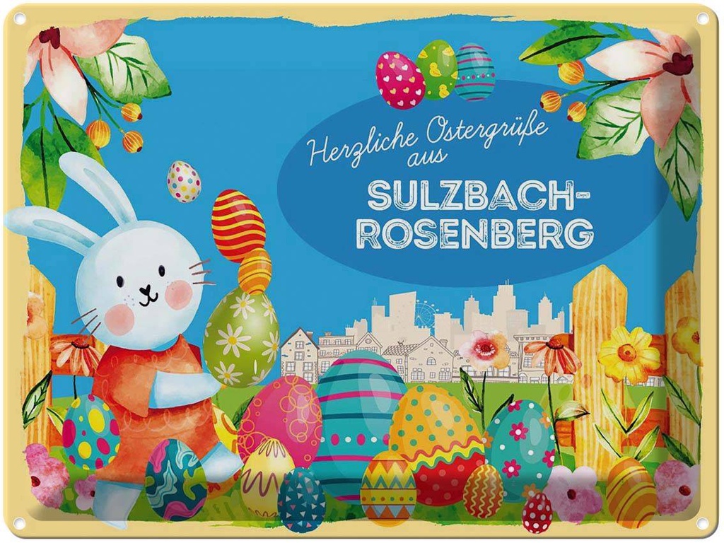[LA-1788500] Blechschild 30x40 cm Ostern Ostergrüße SULZBACH-ROSENBERG Gruß