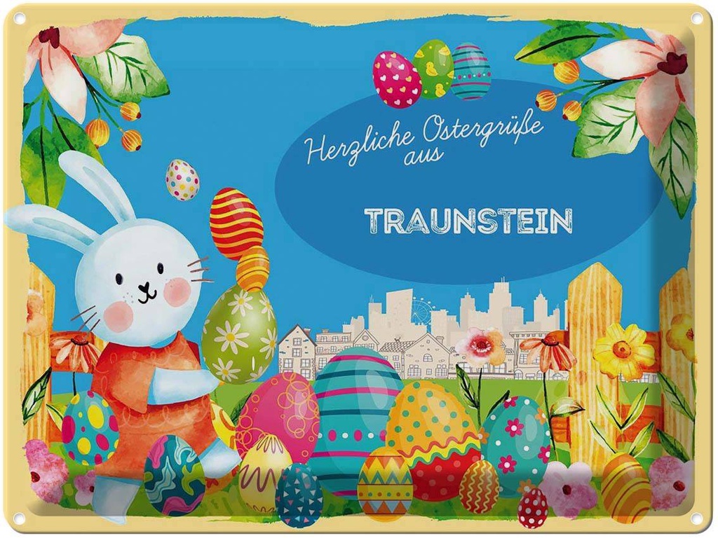 [LA-1788512] Blechschild 30x40 cm Ostern Ostergrüße TRAUNSTEIN Gruß